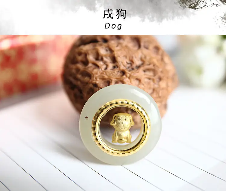 Zodiac Gold Inlay Jade Pendant for Kids - Image 11