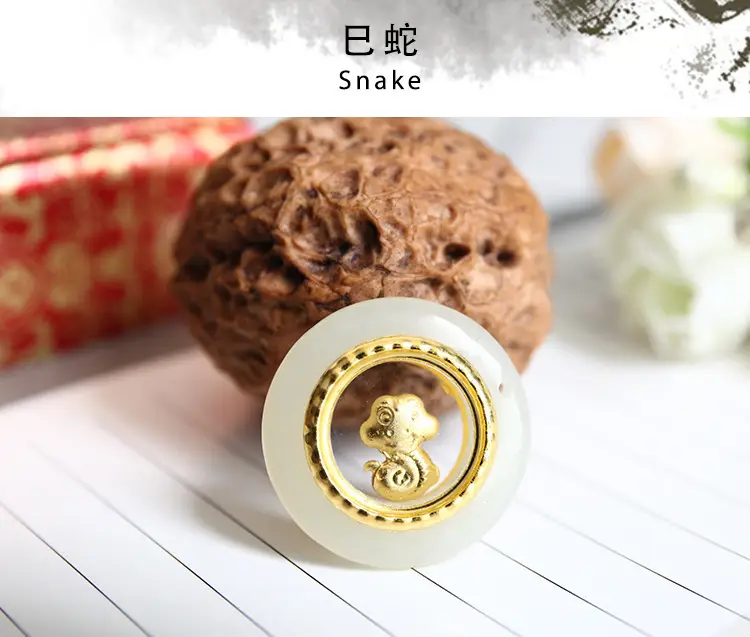 Zodiac Gold Inlay Jade Pendant for Kids - Image 6