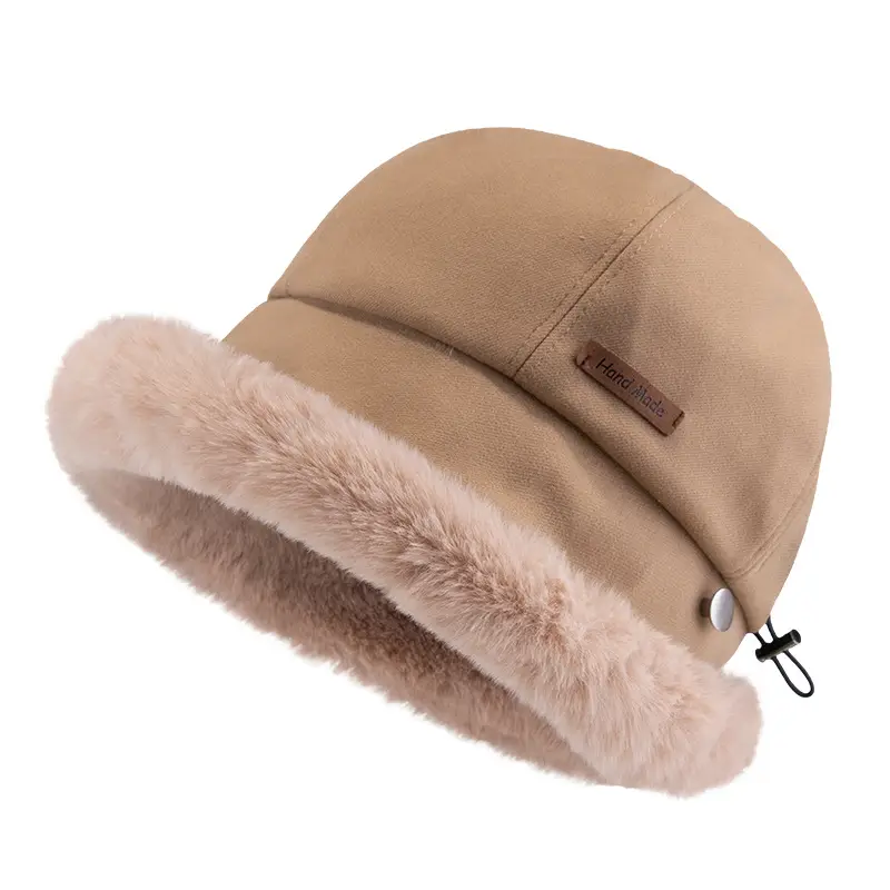 Women's Plush Fisherman Hat with Fleece Lining & Big Head Closure - Image 9