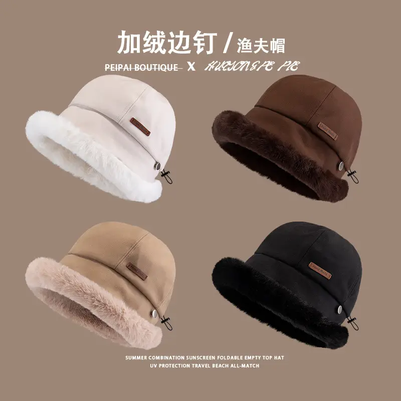 Women's Plush Fisherman Hat with Fleece Lining & Big Head Closure — feature 3