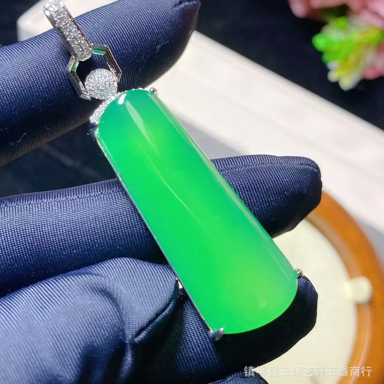 Ice Green Chalcedony Nocture Pendant 925 Silver Plated - Image 5