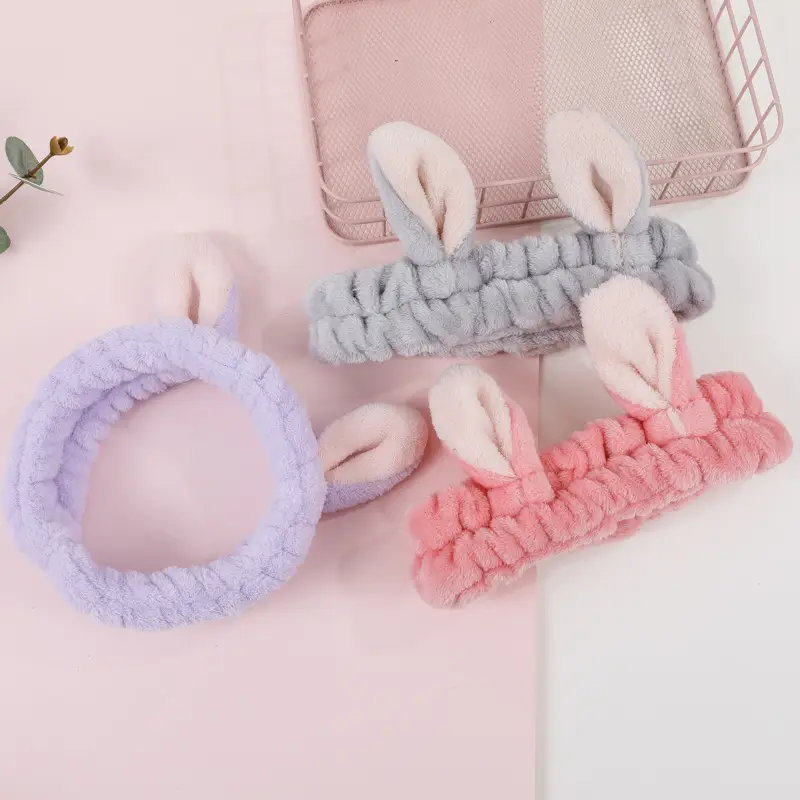 Cute 3D Bunny Ear Headband Purple Soft Korean Style - Image 9