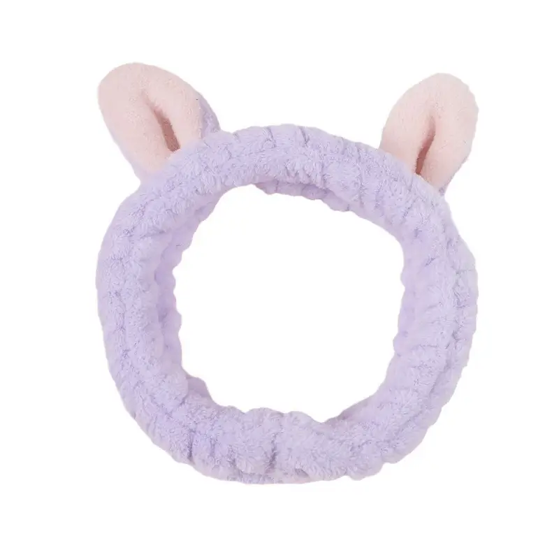 Cute 3D Bunny Ear Headband Purple Soft Korean Style - Image 12