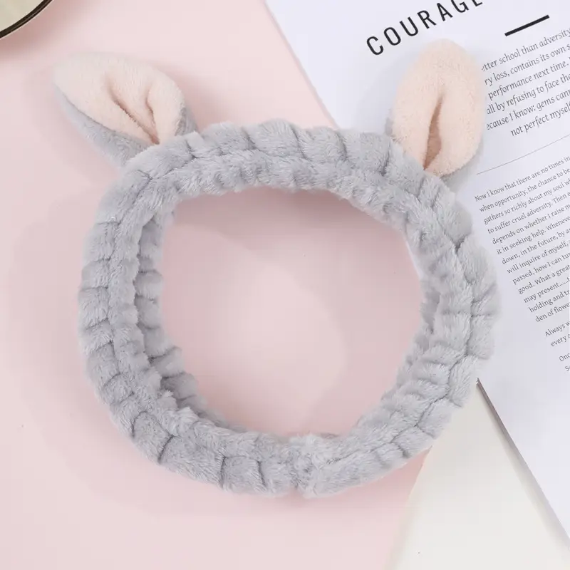 Cute 3D Bunny Ear Headband Purple Soft Korean Style - Image 2