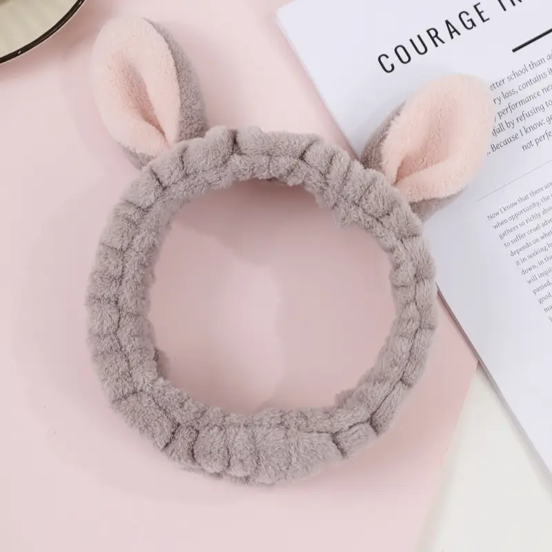 Cute 3D Bunny Ear Headband Purple Soft Korean Style - Image 6