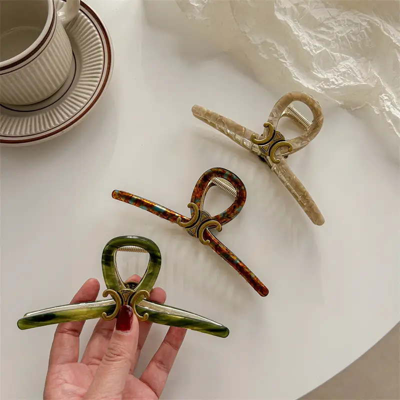 Oversized Retro Hairpin Women's Back Acetate Clip - Image 37