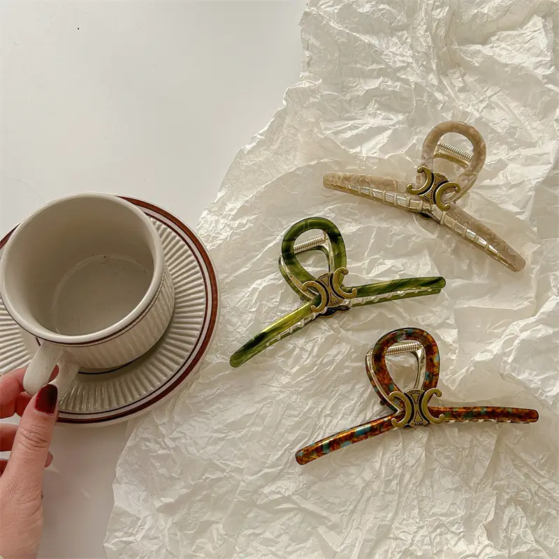 Oversized Retro Hairpin Women's Back Acetate Clip - Image 38
