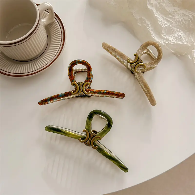 Oversized Retro Hairpin Women's Back Acetate Clip - Image 39