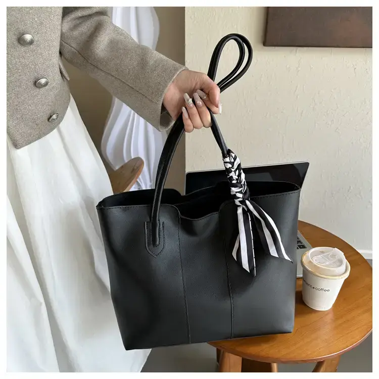 Large Capacity Women's Tan Silk Scarf Tote Bag — feature 15