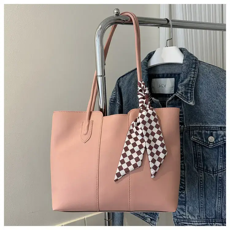 Large Capacity Women's Tan Silk Scarf Tote Bag — feature 18