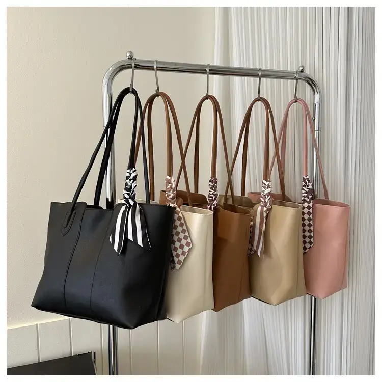Large Capacity Women's Tan Silk Scarf Tote Bag — feature 22