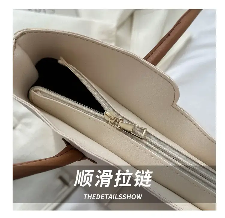 Large Capacity Women's Tan Silk Scarf Tote Bag — feature 6