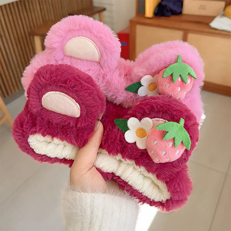 Plush Strawberry Bear Headband for Face Washing Winter - Image 14