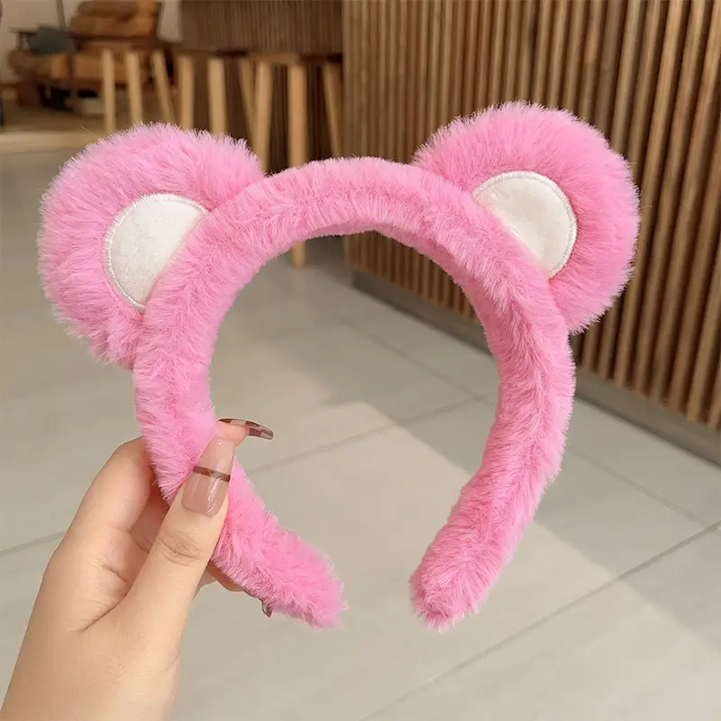Plush Strawberry Bear Headband for Face Washing Winter - Image 5
