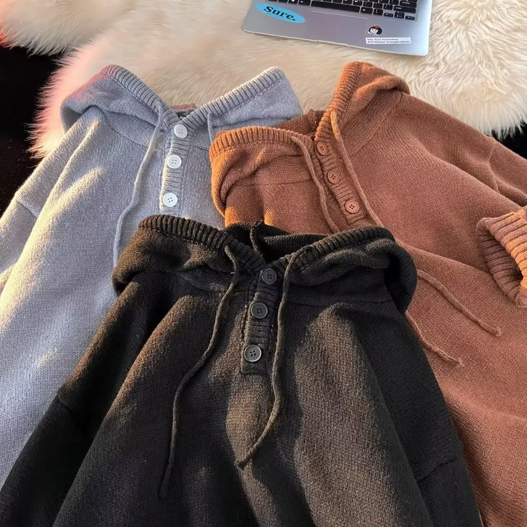 Men's Brown Hooded Sweatshirt Winter Coat — feature 10