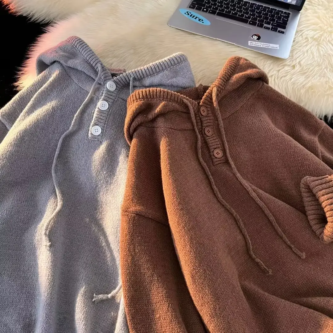 Men's Brown Hooded Sweatshirt Winter Coat — feature 15