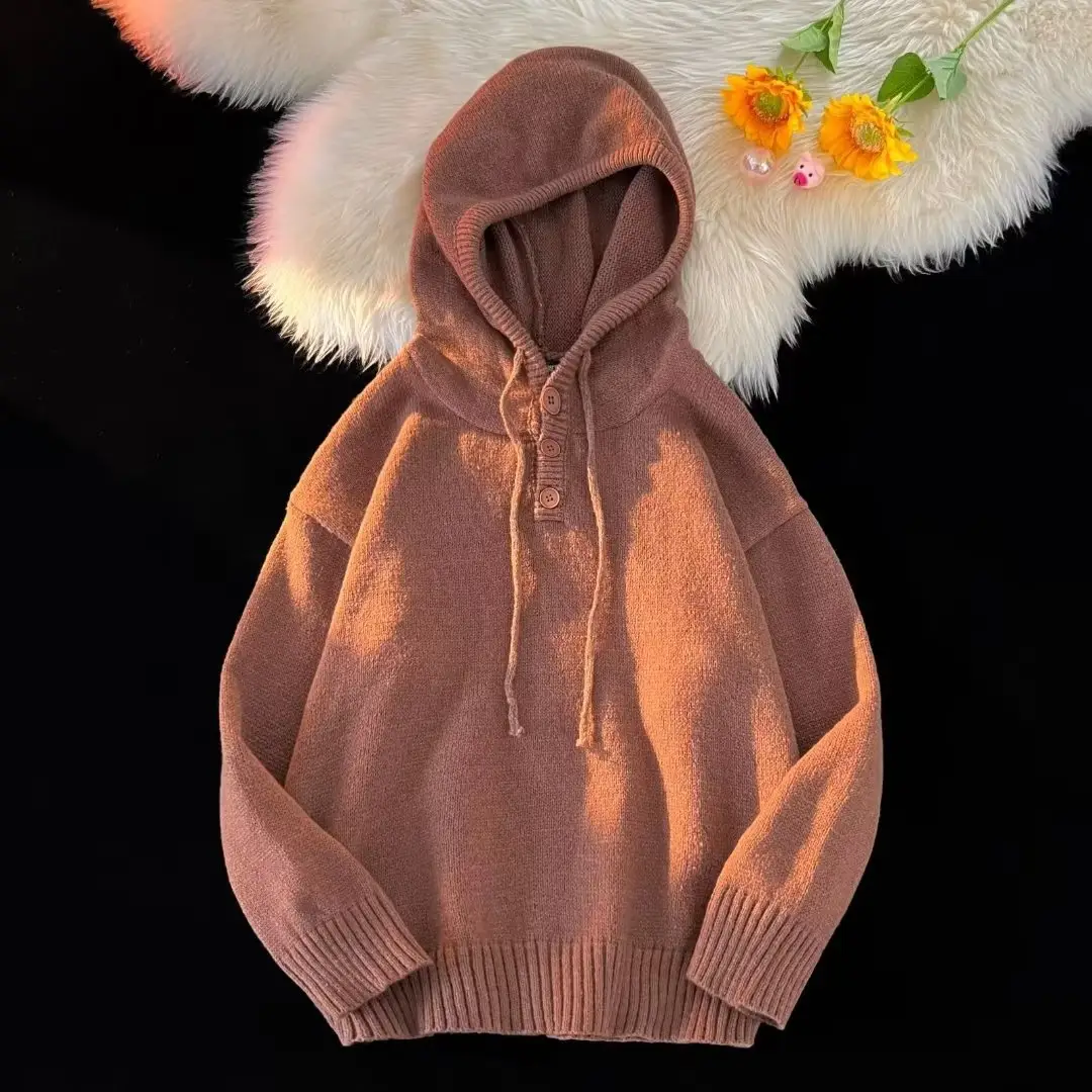 Men's Brown Hooded Sweatshirt Winter Coat — feature 19