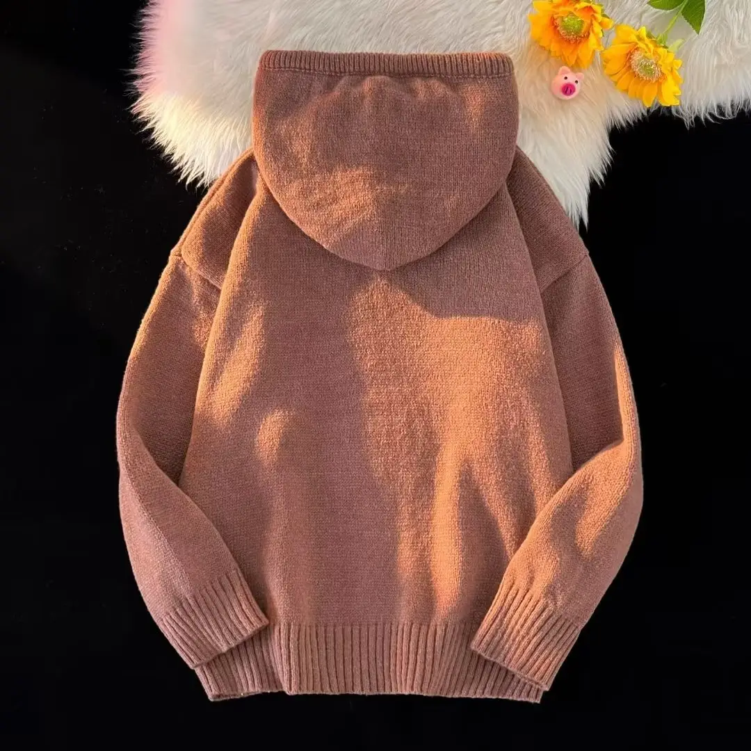 Men's Brown Hooded Sweatshirt Winter Coat — feature 21