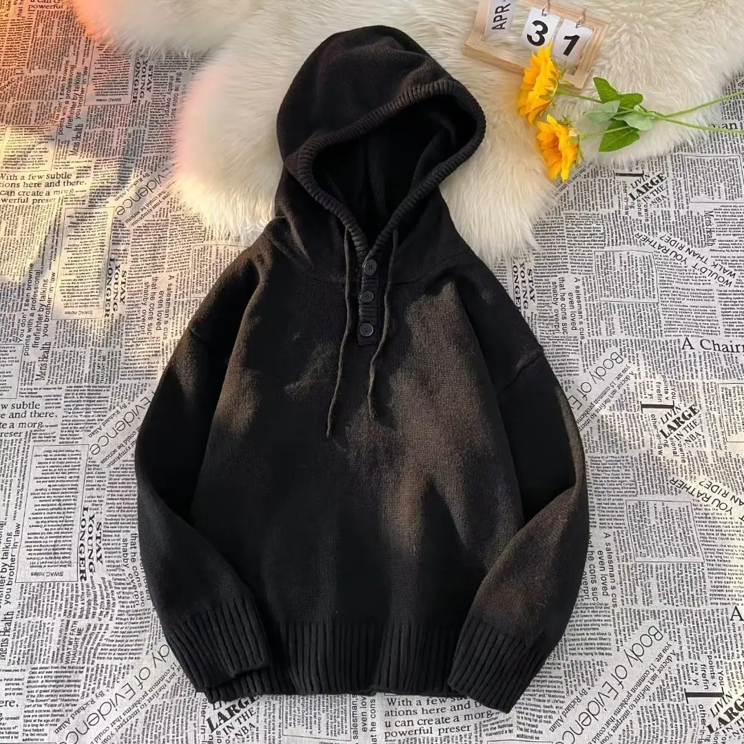 Men's Brown Hooded Sweatshirt Winter Coat — feature 22