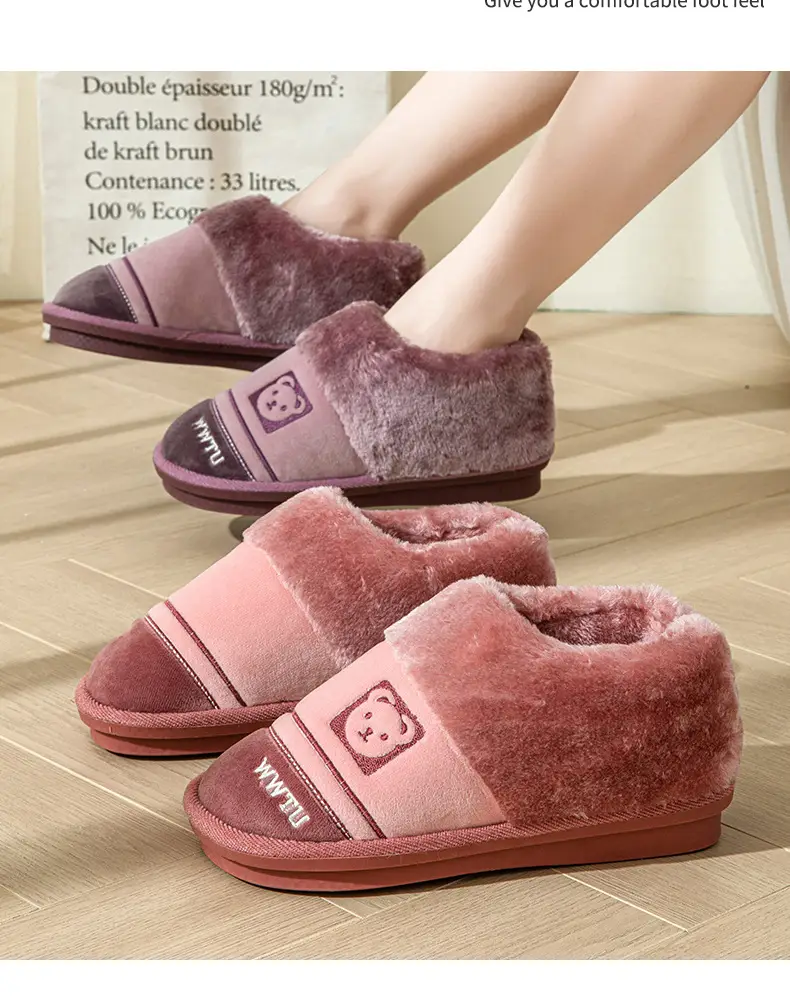 Factory new warm heel cotton slippers home indoor and outdoor wear thick bottom non-slip cotton shoes wholesale can be delivered on behalf of one piece — feature 18