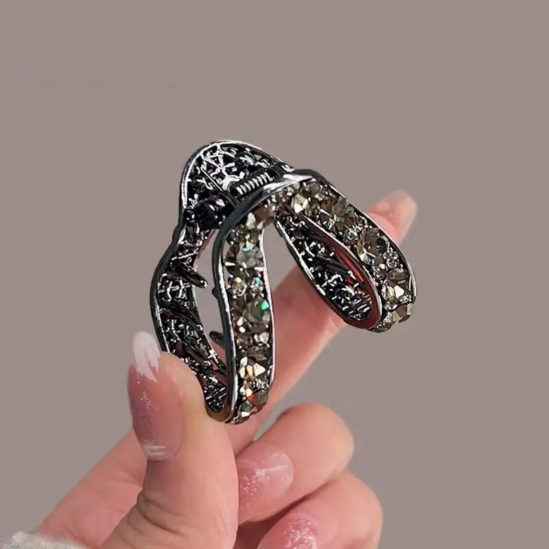 High Gloss Half Ball Hairpin with Large Rhinestone V-Shape - Image 5