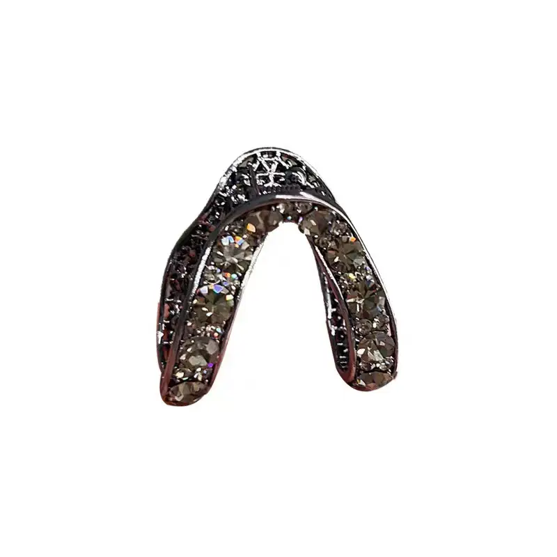 High Gloss Half Ball Hairpin with Large Rhinestone V-Shape - Image 7