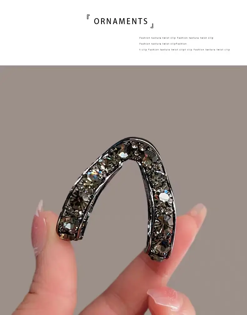 High Gloss Half Ball Hairpin with Large Rhinestone V-Shape — feature 2