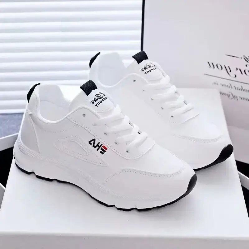 Women Leather Chunky White Sneakers Fila 2023 - Image 4