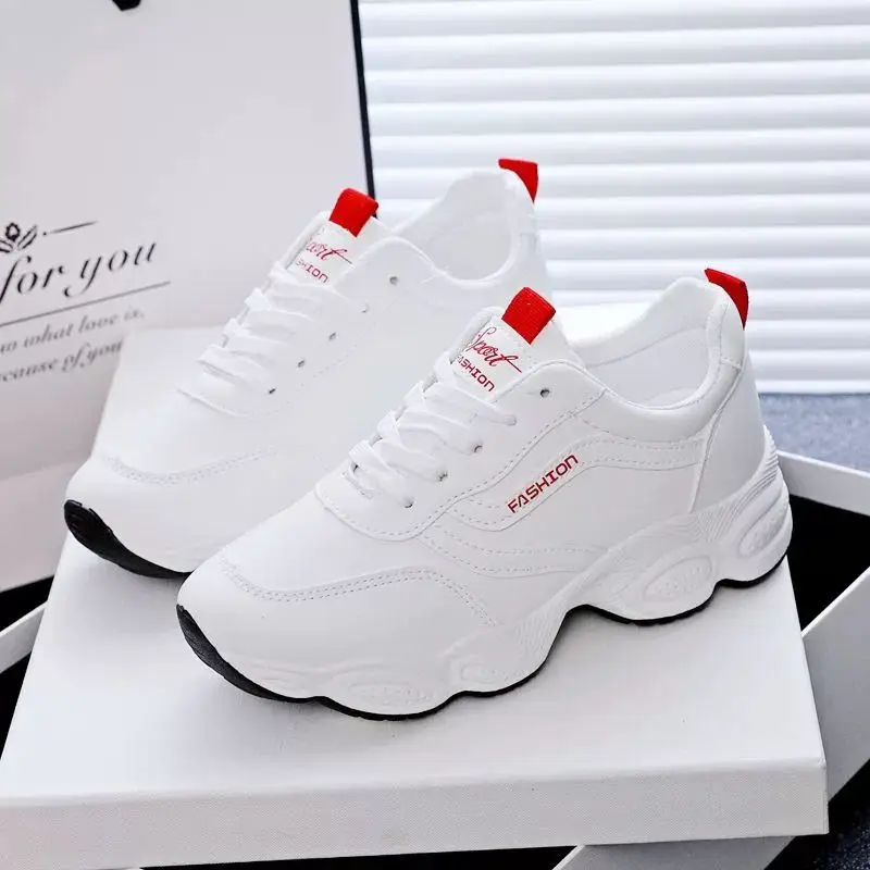 2023 New Leather Breathable White Shoes Women's Autumn Korean-style All-match Casual Shoes Skate Shoes Soft-soled Sports Running Shoes - Image 4