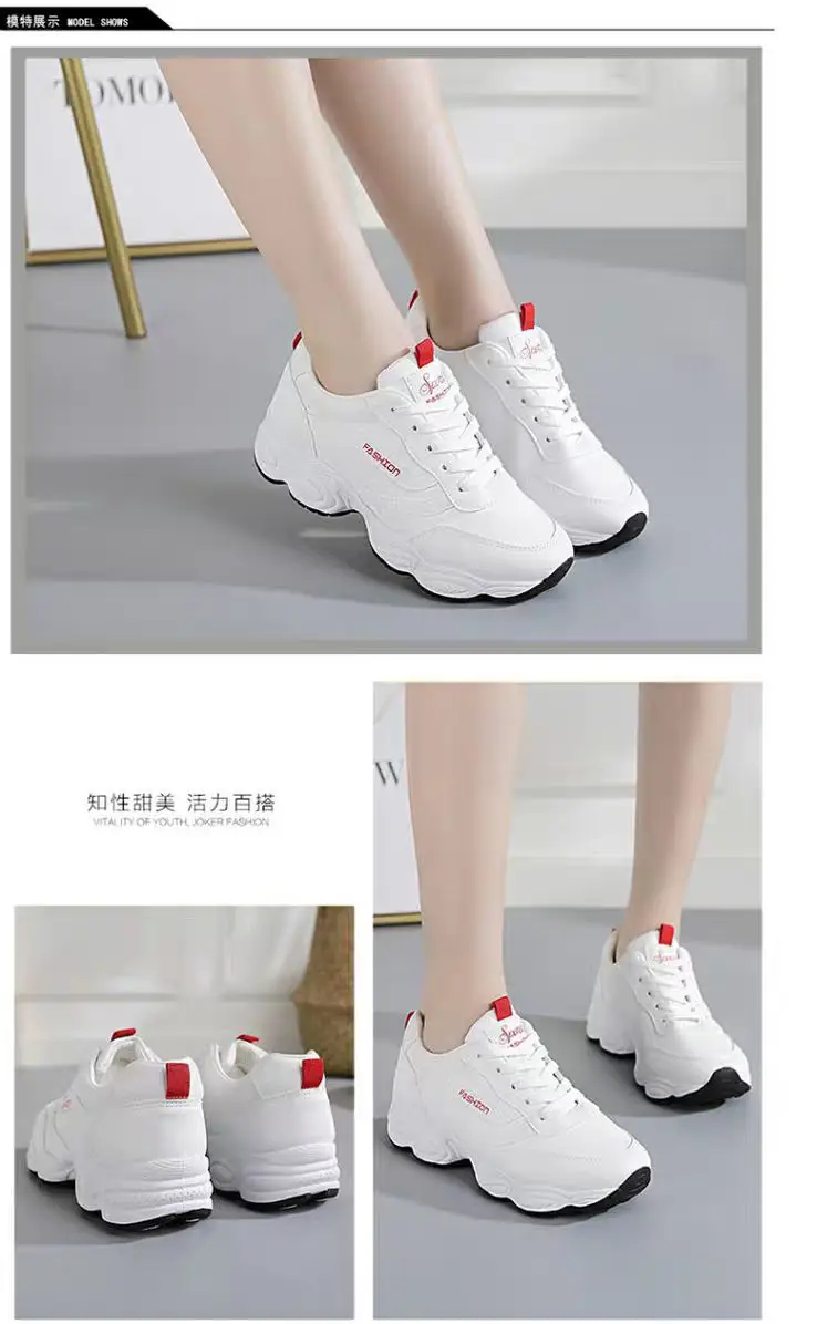 2023 New Leather Breathable White Shoes Women's Autumn Korean-style All-match Casual Shoes Skate Shoes Soft-soled Sports Running Shoes — feature 3