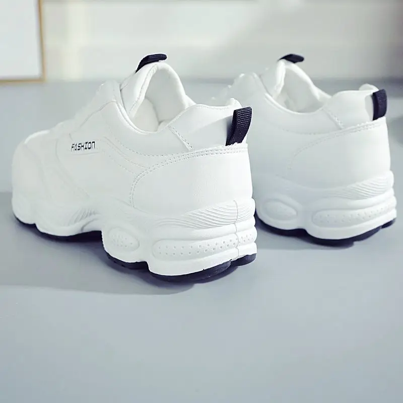 2023 New Leather Breathable White Shoes Women's Autumn Korean-style All-match Casual Shoes Skate Shoes Soft-soled Sports Running Shoes — feature 5
