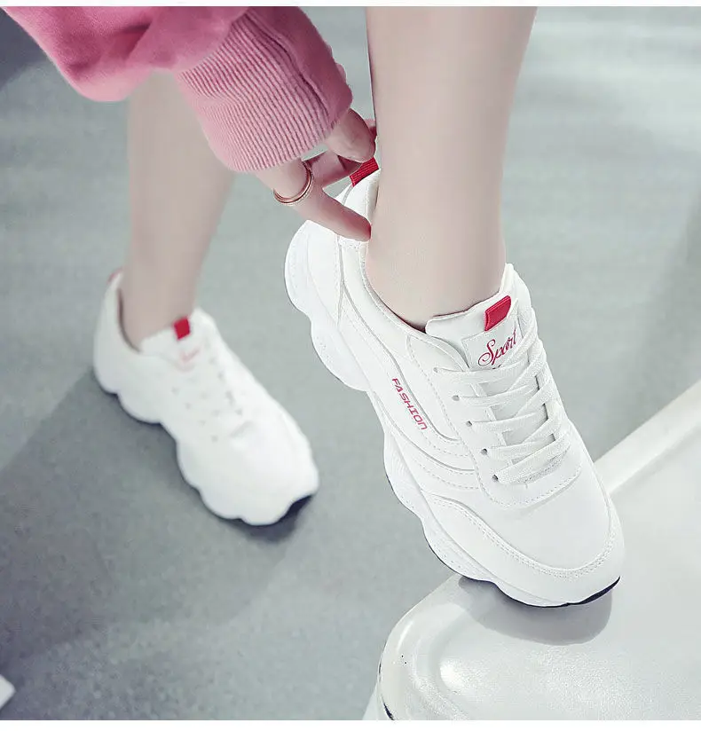 2023 New Leather Breathable White Shoes Women's Autumn Korean-style All-match Casual Shoes Skate Shoes Soft-soled Sports Running Shoes — feature 7