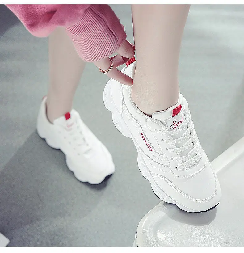 2023 New Leather Breathable White Shoes Women's Autumn Korean-style All-match Casual Shoes Skate Shoes Soft-soled Sports Running Shoes — feature 9