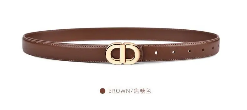 Women's Black Genuine Leather Belt with Gold Logo — feature 4