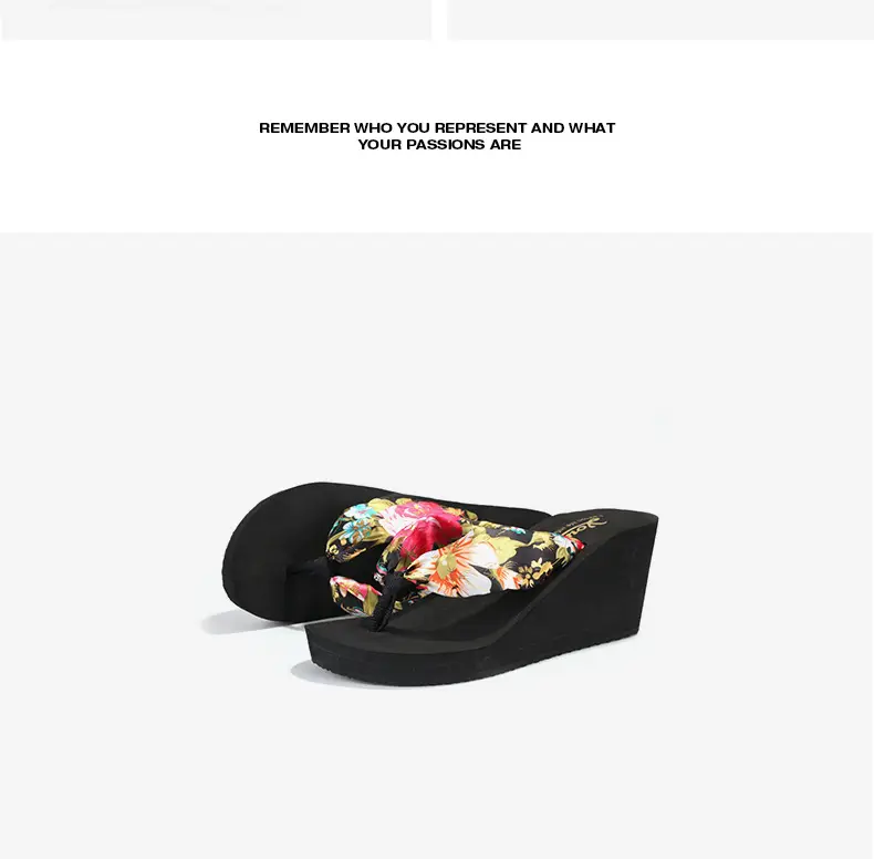Ladi Bohemian Silk Flip Flops Summer Wedge Platform — feature 11