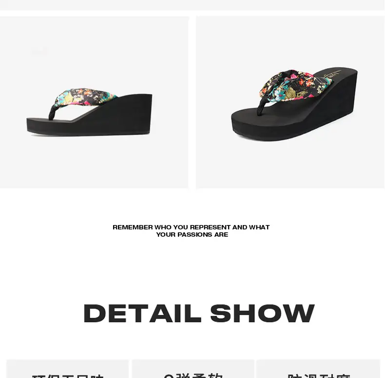 Ladi Bohemian Silk Flip Flops Summer Wedge Platform — feature 12