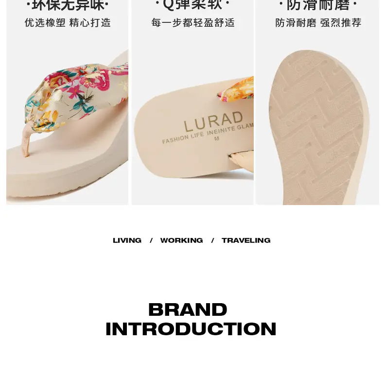 Ladi Bohemian Silk Flip Flops Summer Wedge Platform — feature 13