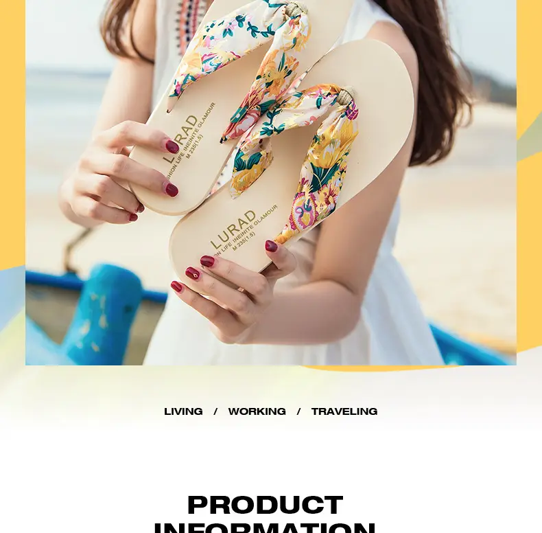 Ladi Bohemian Silk Flip Flops Summer Wedge Platform — feature 2