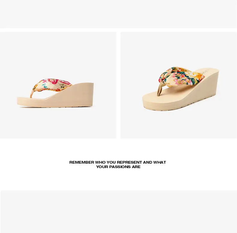 Ladi Bohemian Silk Flip Flops Summer Wedge Platform — feature 9