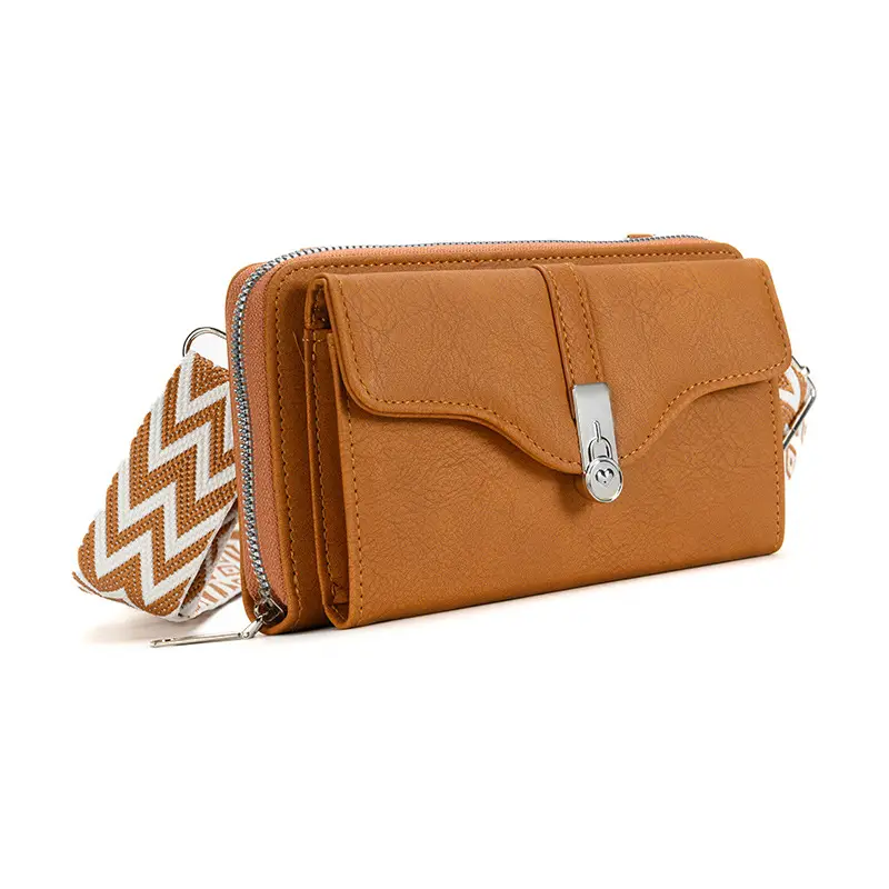 Women's Shoulder Messenger Bag Beige with Patterned Strap - Image 8