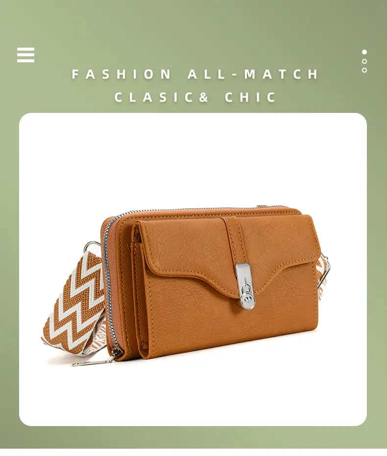 Women's Shoulder Messenger Bag Beige with Patterned Strap — feature 1