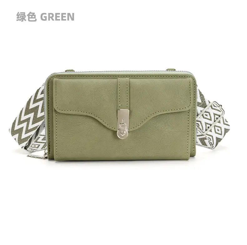 Women's Shoulder Messenger Bag Beige with Patterned Strap — feature 9
