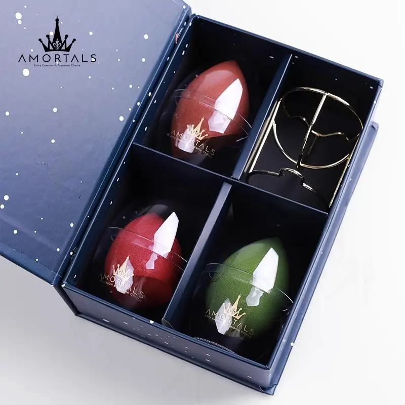 Egg Makeup Sponge Set Red Green Green Gold Mirror - Image 24