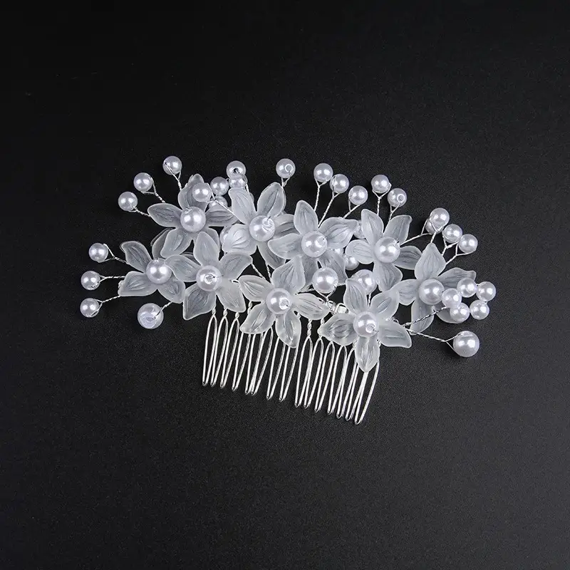 Purple Crystal Floral Hair Comb for Bridal Wedding
