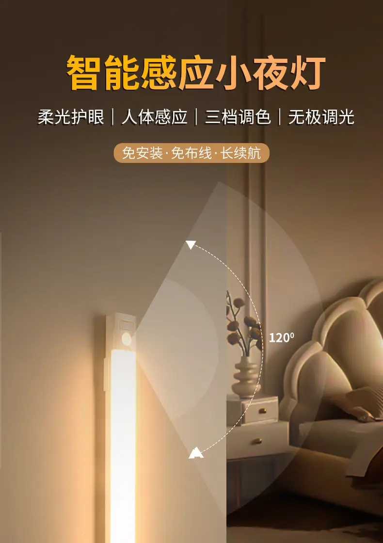 Ultra-thin smart human body induction led light strip magnetic self-adhesive wardrobe light strip rechargeable wine cabinet Cabinet light bar — feature 1