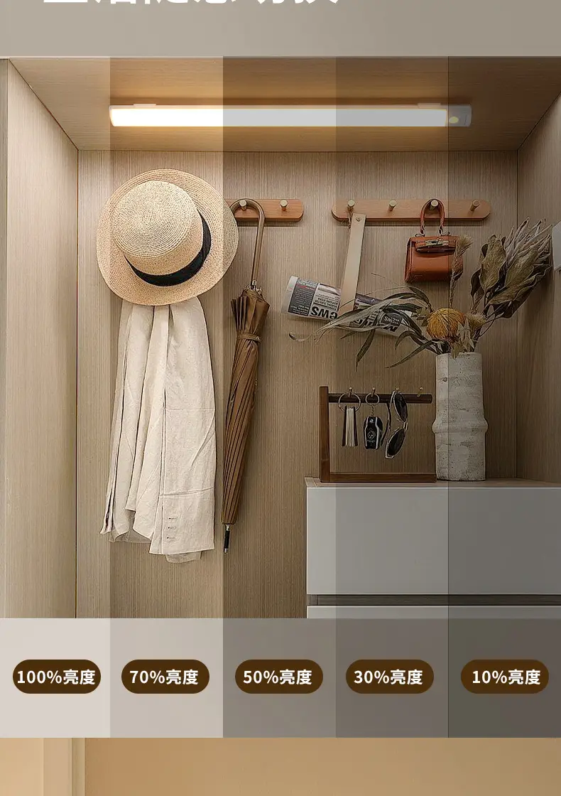 Ultra-thin smart human body induction led light strip magnetic self-adhesive wardrobe light strip rechargeable wine cabinet Cabinet light bar — feature 10