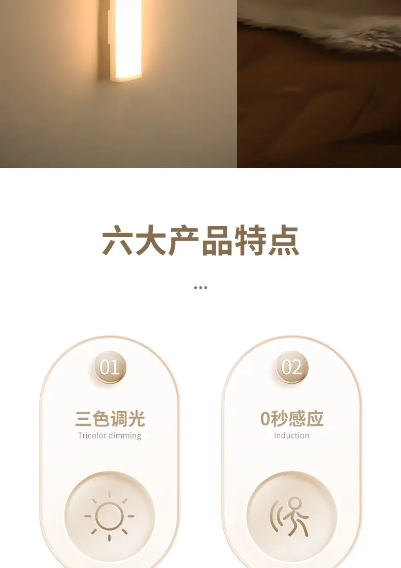 Ultra-thin smart human body induction led light strip magnetic self-adhesive wardrobe light strip rechargeable wine cabinet Cabinet light bar — feature 2