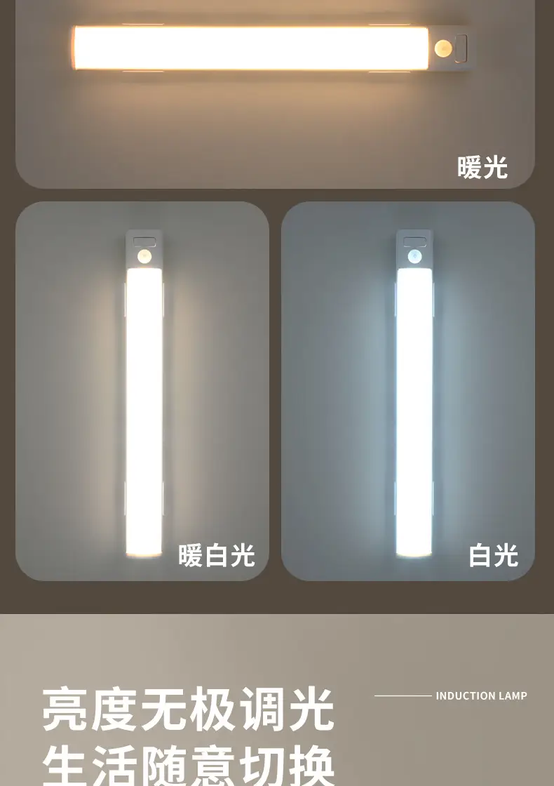 Ultra-thin smart human body induction led light strip magnetic self-adhesive wardrobe light strip rechargeable wine cabinet Cabinet light bar — feature 9