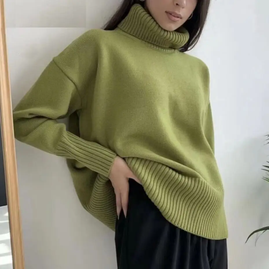 SY655 cross-border Amazon soft and comfortable high lapel solid color pullover not easy to pill solid color trendy Daily