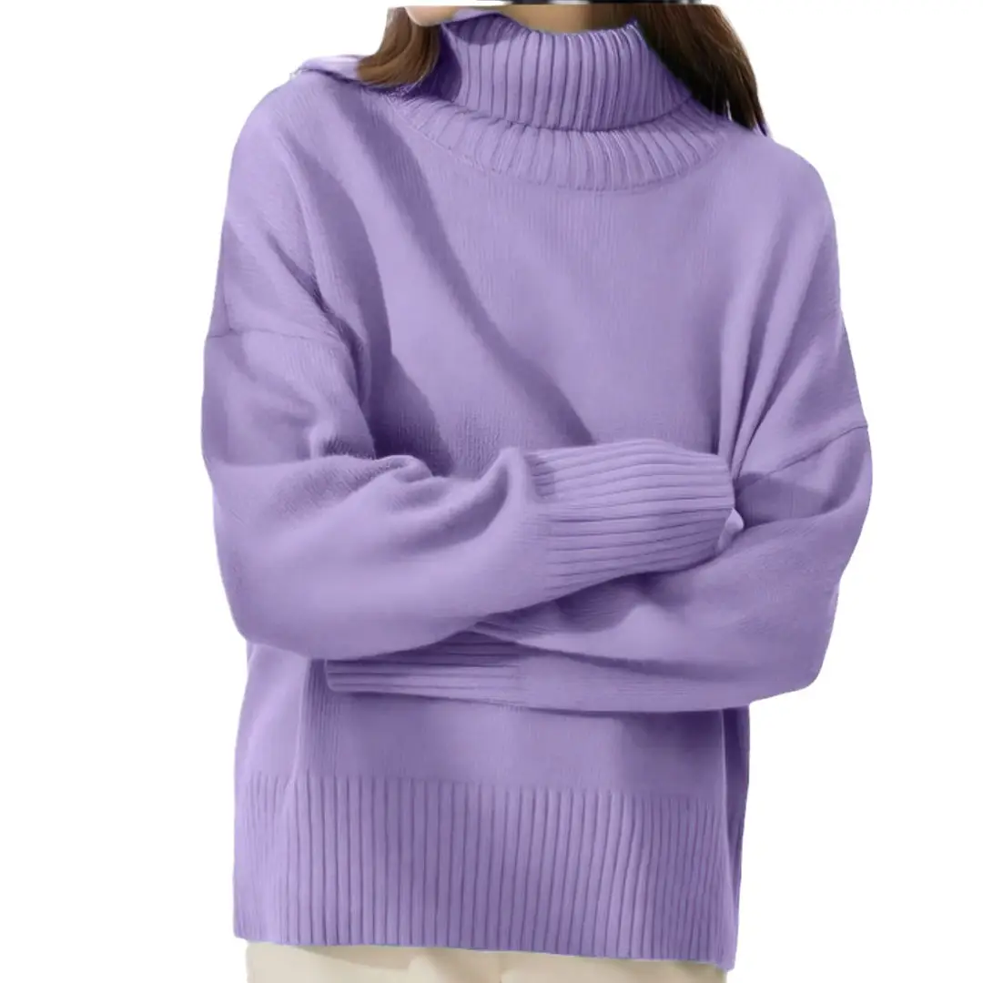 SY655 cross-border Amazon soft and comfortable high lapel solid color pullover not easy to pill solid color trendy Daily